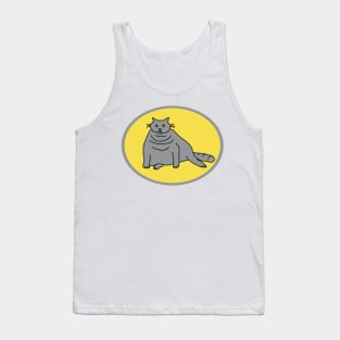 Ultimate Gray Chubby Cat on Illuminating Oval Tank Top